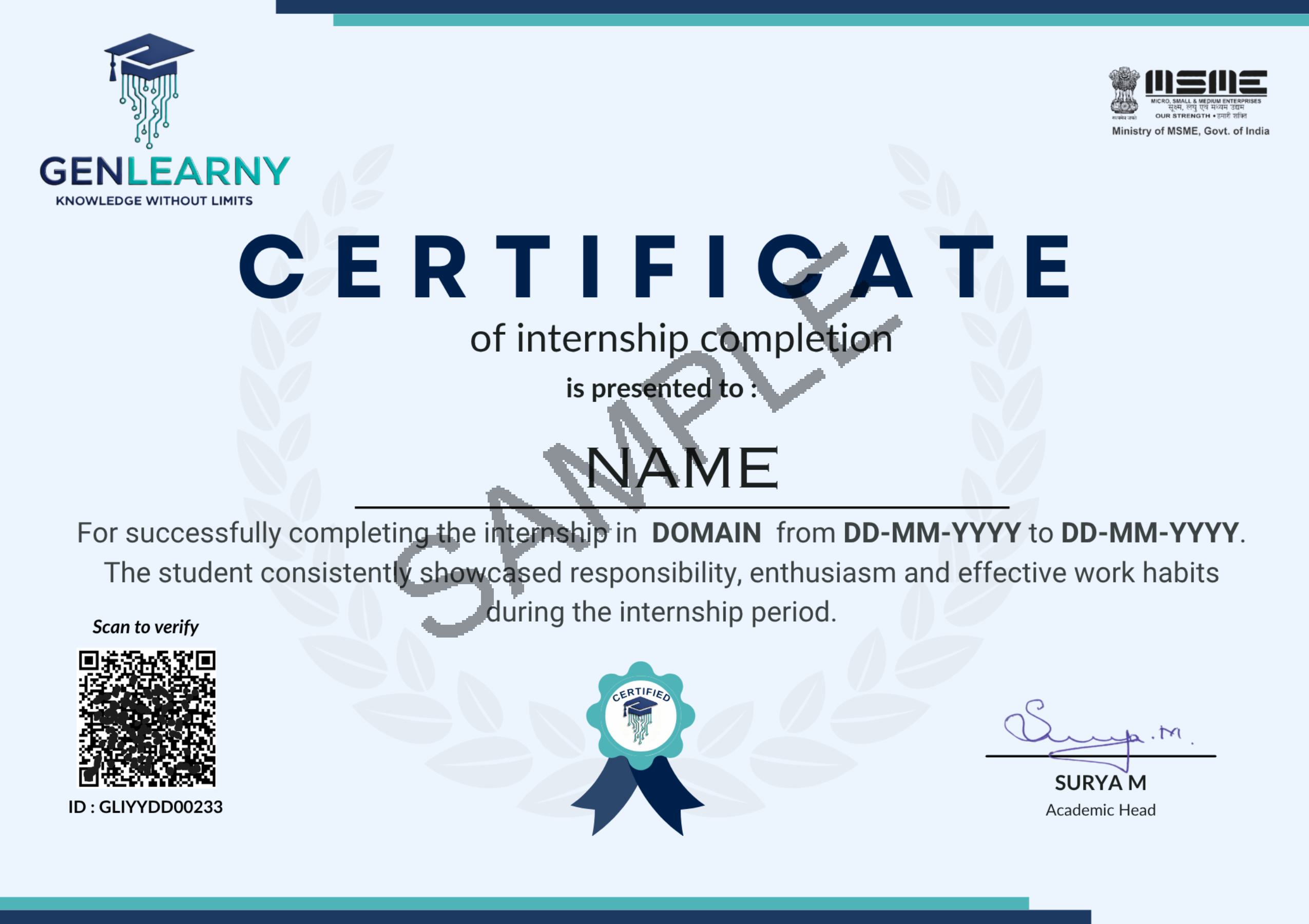 Internship Completion Certificate